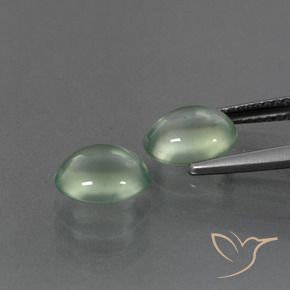 Prehnite Gemstones in 8.1 x 6.9 mm Size for Sale, Prehnite Stones in Light Green Color