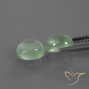 Prehnite Gemstones in 7.4 x 6 mm Size for Sale, Prehnite Stones in Light Yellow Green Color