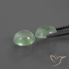 Prehnite Gemstones in 7.1 x 5.9 mm Size for Sale, Prehnite Stones in Light Yellow Green Color
