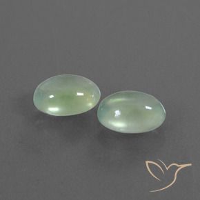2.39 ctw Green Prehnite Stones, Natural Prehnite in Oval Cabochon Shape for Sale