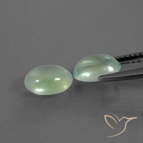 Prehnite Gemstones in 7.8 x 5.7 mm Size for Sale, Prehnite Stones in Light Pear Green Color