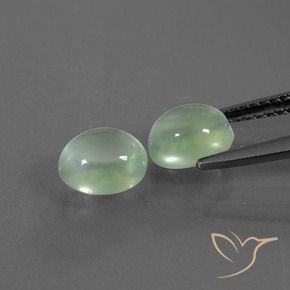 Prehnite Gemstones in 6.9 x 6.2 mm Size for Sale, Prehnite Stones in Light Yellow Green Color