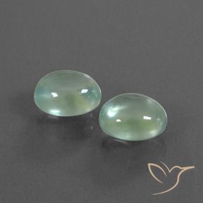 2.91 ctw Green Prehnite Stones, Natural Prehnite in Oval Cabochon Shape for Sale