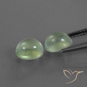 Prehnite Gemstones in 7.3 x 6.2 mm Size for Sale, Prehnite Stones in Pale Lime Green Color