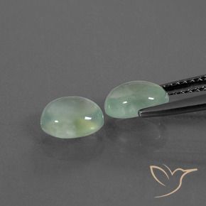 Prehnite Gemstones in 7.4 x 5.3 mm Size for Sale, Prehnite Stones in Very Light Green Color