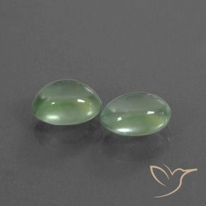 2.52 ctw Green Prehnite Stones, Natural Prehnite in Oval Cabochon Shape for Sale