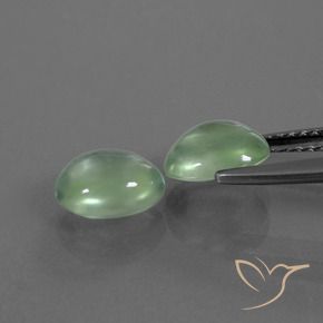 Prehnite Gemstones in 7.8 x 6.3 mm Size for Sale, Prehnite Stones in Yellowish Green Color