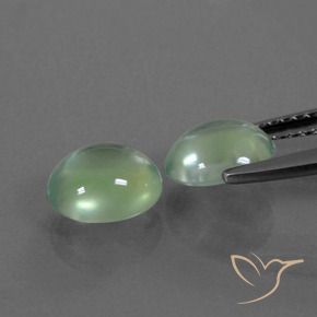 Prehnite Gemstones in 7.2 x 6.4 mm Size for Sale, Prehnite Stones in Light Green Color
