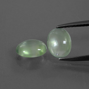 Pale Yellowish Green Prehnite Gem - 1.2ct Oval Cabochon (ID: 389621)