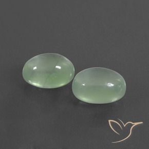 4.12 ctw Green Prehnite Stones, Natural Prehnite in Oval Cabochon Shape for Sale