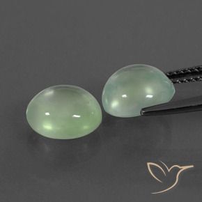 Prehnite Gemstones in 8.6 x 8 mm Size for Sale, Prehnite Stones in Pale Yellowish Green Color