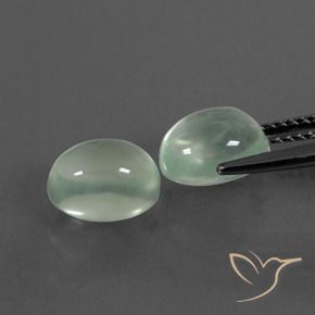 Prehnite Gemstones in 8.3 x 6.5 mm Size for Sale, Prehnite Stones in Very Light Yellow Green Color