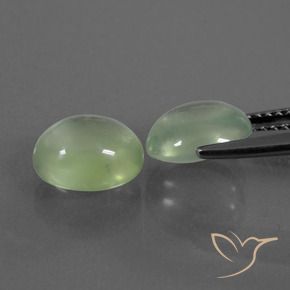 Prehnite Gemstones in 8.7 x 7.5 mm Size for Sale, Prehnite Stones in Pale Pear Green Color
