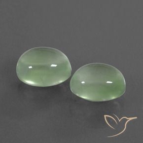 4.86 ctw Green Prehnite Stones, Natural Prehnite in Oval Cabochon Shape for Sale