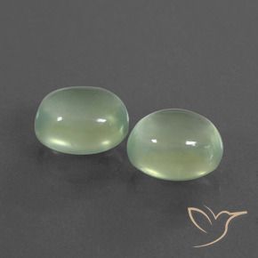 4.66 ctw Green Prehnite Stones, Natural Prehnite in Oval Cabochon Shape for Sale