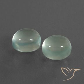 4.96 ctw Green Prehnite Stones, Natural Prehnite in Oval Cabochon Shape for Sale