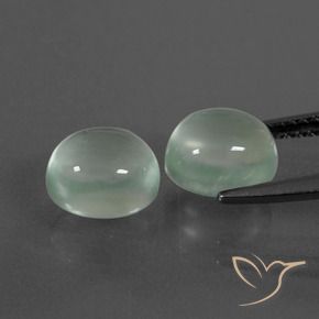 Prehnite Gemstones in 8 x 7.1 mm Size for Sale, Prehnite Stones in Very Light Yellow Green Color