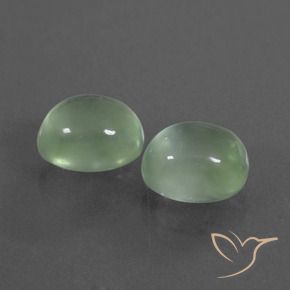 3.97 ctw Green Prehnite Stones, Natural Prehnite in Oval Cabochon Shape for Sale
