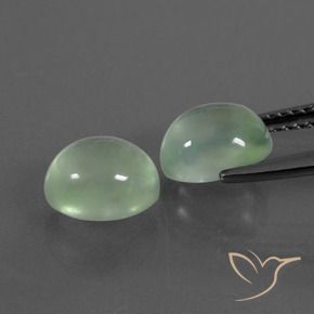Prehnite Gemstones in 8.1 x 6.9 mm Size for Sale, Prehnite Stones in Very Light Green Color