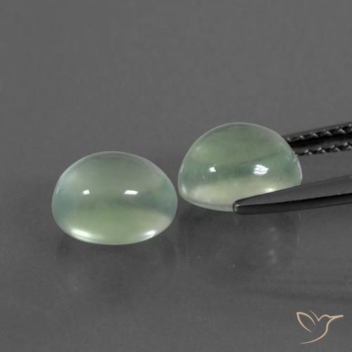 Prehnite Gemstones in 7.8 x 6.7 mm Size for Sale, Prehnite Stones in Very Light Green Color