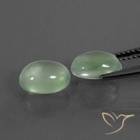 Prehnite Gemstones in 8.5 x 6.6 mm Size for Sale, Prehnite Stones in Light Pear Green Color