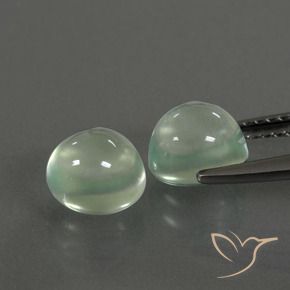Prehnite Gemstones in 6.9 x 6.3 mm Size for Sale, Prehnite Stones in Very Light Green Color