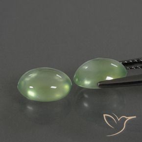 Prehnite Gemstones in 9 x 7.4 mm Size for Sale, Prehnite Stones in Medium Green Color