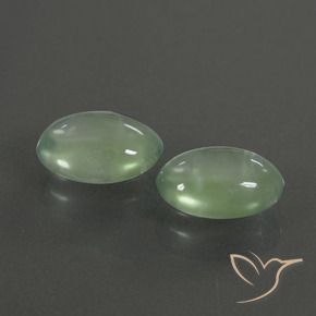 3.48 ctw Green Prehnite Stones, Natural Prehnite in Oval Cabochon Shape for Sale