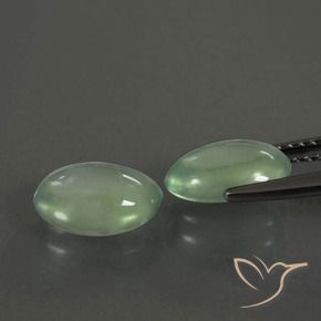 Prehnite Gemstones in 9.2 x 6.5 mm Size for Sale, Prehnite Stones in Warm Green Color