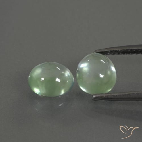 3.18 ctw Green Prehnite Gemstones, Prehnite Gems in Oval Cabochon Shape for Sale.