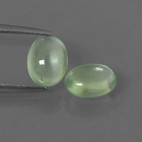 2.82 ct Green Prehnite Gemstone, Prehnite Gem in Oval Cabochon Shape for Sale.