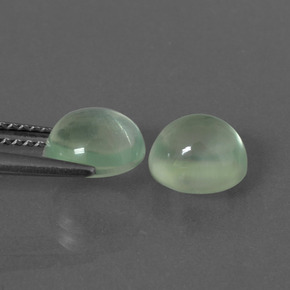 Prehnite Gemstones in 7.4 x 6.7 mm Size for Sale, Prehnite Stones in Light Pear Green Color