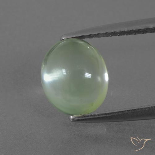 Light Pear Green Prehnite Gem - 2.3ct Oval Cabochon (ID: 407495)