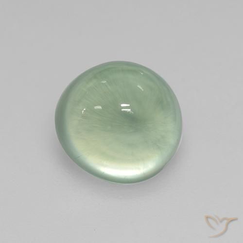 3.14 ct Green Prehnite Gemstone, Prehnite Gem in Oval Cabochon Shape for Sale.