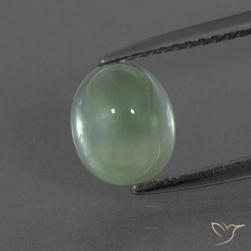 Yellowish Green Prehnite Gem - 2.2ct Oval Cabochon (ID: 407504)