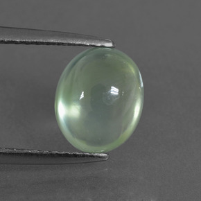 2.52 ct Green Prehnite Gemstone, Prehnite Gem in Oval Cabochon Shape for Sale.