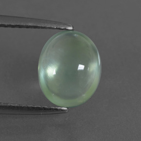 Pale Yellowish Green Prehnite Gem - 2.4ct Oval Cabochon (ID: 407564)
