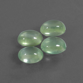 4.87 ct Green Prehnite Gemstone, Prehnite Gem in Oval Cabochon Shape for Sale.