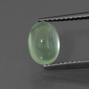 1.84 ct Green Prehnite Gemstone, Prehnite Gem in Oval Cabochon Shape for Sale.