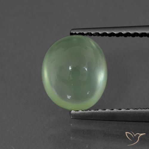 Pale Yellowish Green Пренит Камень - 2.4ct Овал Кабошон (ID: 407619)