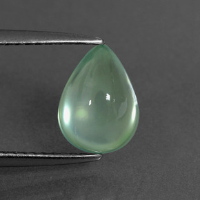 2.30 ct Green Prehnite Gemstone, Prehnite Gem in Pear Cabochon Shape for Sale.