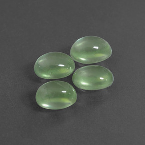 4.81 ct Green Prehnite Gemstone, Prehnite Gem in Oval Cabochon Shape for Sale.