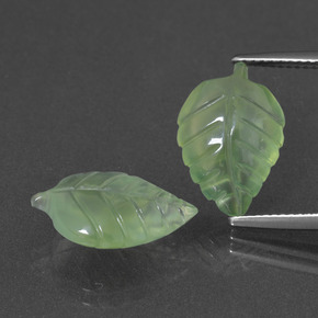 limettengrün Prehnit Edelstein - 5.6ct Geschnitztes Blatt (ID: 418173)