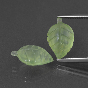 Lime Green Prehnite Gem - 4.8ct Carved Leaf (ID: 418175)