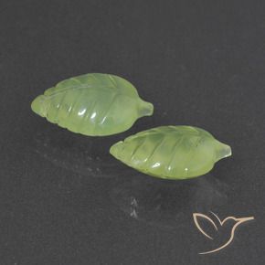 8.80 ctw Green Prehnite Stones, Natural Prehnite in Carved Leaf Shape for Sale