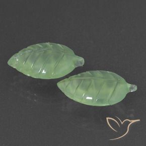 14.47 ctw Green Prehnite Stones, Natural Prehnite in Carved Leaf Shape for Sale