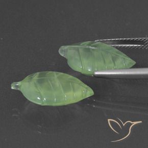 Prehnite Gemstones in 17.8 x 11.7 mm Size for Sale, Prehnite Stones in Medium Green Color