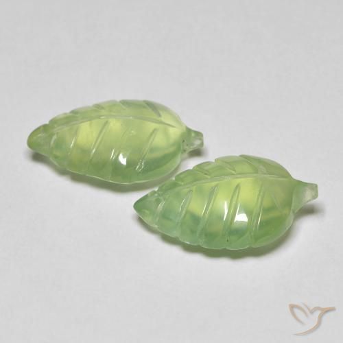 Prehnite Gemstones in 14.7 x 9.5 mm Size for Sale, Prehnite Stones in Pale Lime Green Color