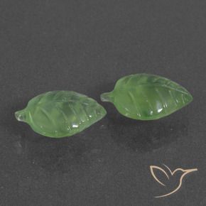 8.55 ctw Green Prehnite Stones, Natural Prehnite in Carved Leaf Shape for Sale