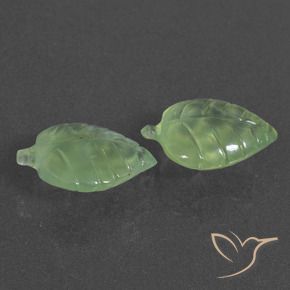 10.56 ctw Green Prehnite Stones, Natural Prehnite in Carved Leaf Shape for Sale